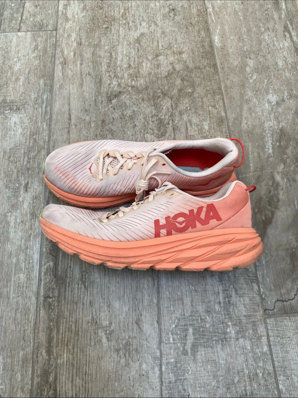 Hoka Women's Peach and Coral Athletic Running Shoes